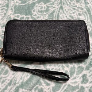 a new day double zipper Black Wallet